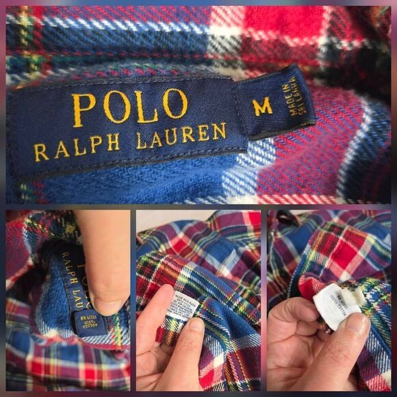 Polo Ralph Lauren Classic Button Up / Down Plaid Flannel Shirt Sz M - Picture 4 of 6